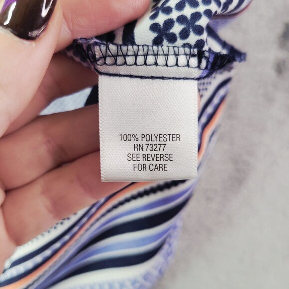 Croft & Barrow‎ Womens Blouse S Blue White Black Striped Geometric 3/4 Sleeve - Picture 6 of 11